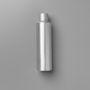 Gray haircare product on gray background top view